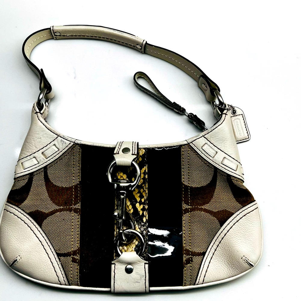 COACH Hampton 10287 White Python Hobo Leather Mini Shoulder Bag Snakeskin